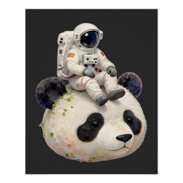 Poster Astronaut on a Space Panda Surreal Weird and Fun (Devant)