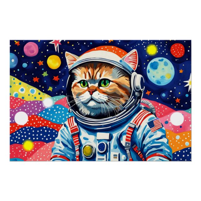 POSTER ASTRONAUT PERSIAN CAT 4 (Devant)
