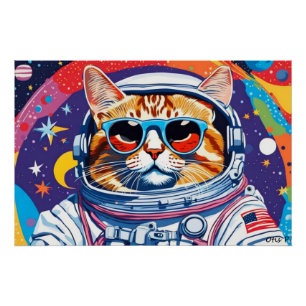 POSTER ASTRONAUT TABBY CAT 3