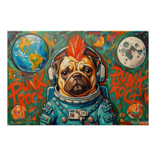 POSTER ASTRONAUTE CHIEN DE COMBAT PUNK ROCK 4