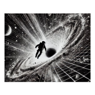 Poster Astronaute dans le tourbillon du trou noir