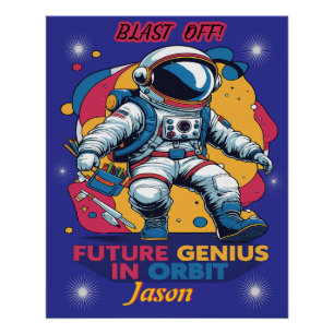 Poster Astronaute - Génie du futur en orbite