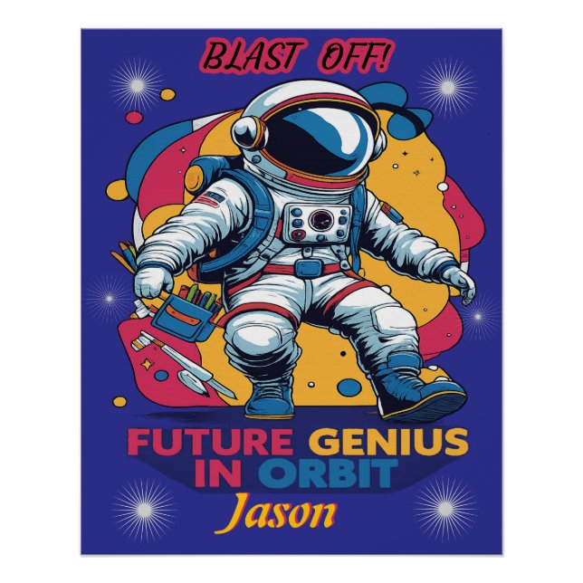 Poster Astronaute - Génie du futur en orbite (Devant)