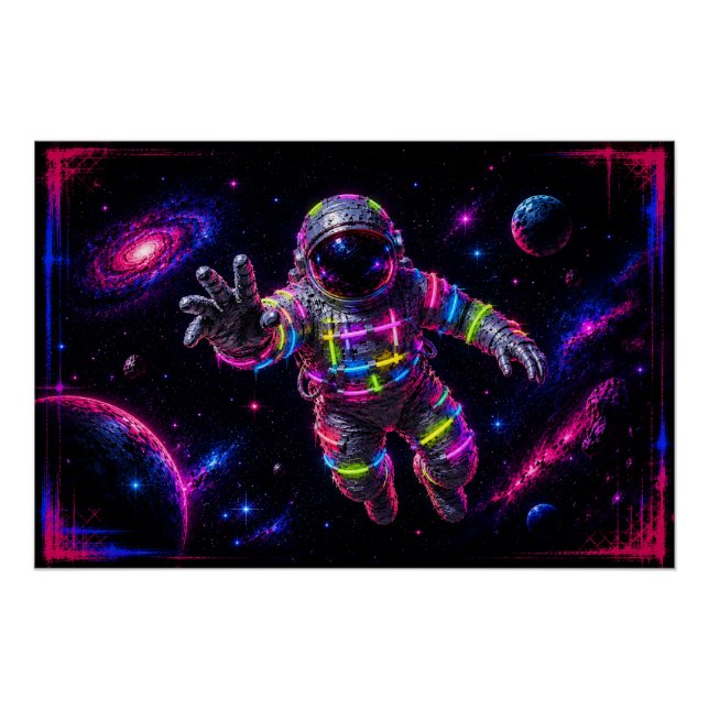 Poster Astronaute néon (Devant)