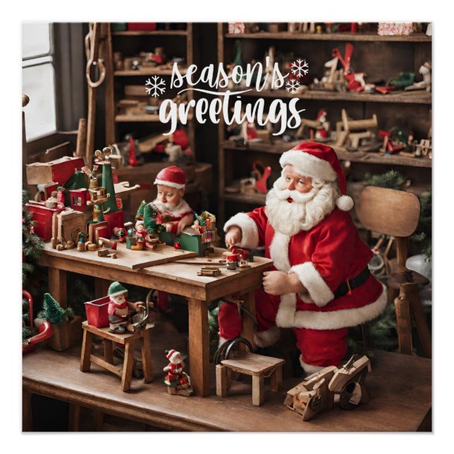 Poster Atelier de jouets de Noël père Noël (Devant)