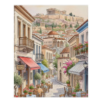 Athènes charmant Grèce Rue Aquarelle