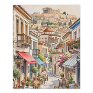 Poster Athènes charmant Grèce Rue Aquarelle