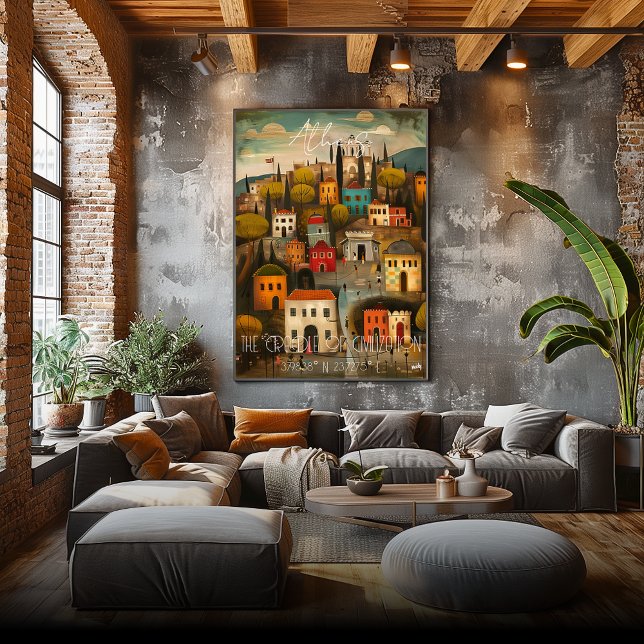 Poster Athens: The Cradle of Civilization - Whimsical Art (Créateur téléchargé)