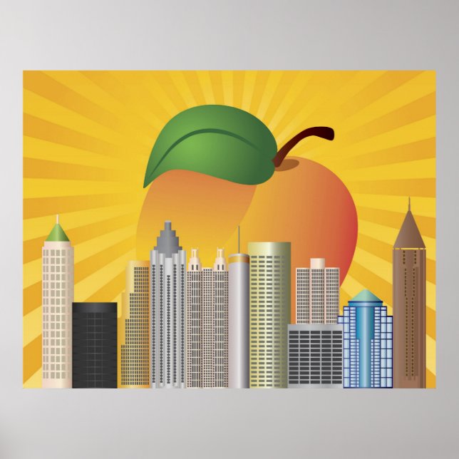 Poster Atlanta Georgia Skyline avec Peach Illustration Po (Devant)