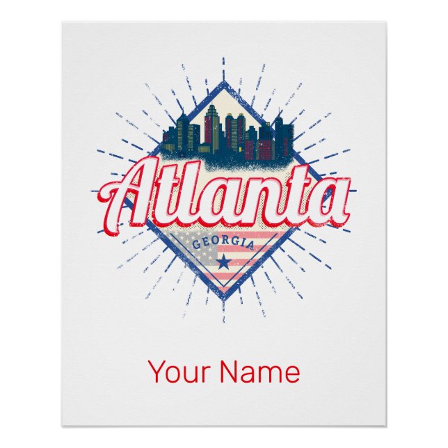 Poster Atlanta Georgia United States Retro Skyline (Devant)