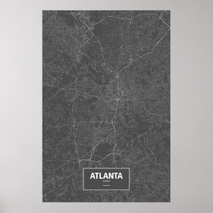 Poster Atlanta, Géorgie (blanc sur noir)