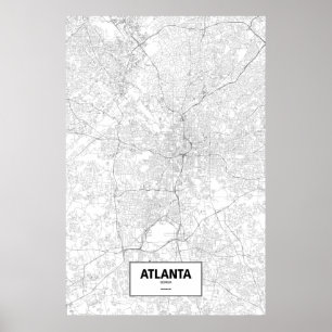 Poster Atlanta, Géorgie (noir sur blanc)