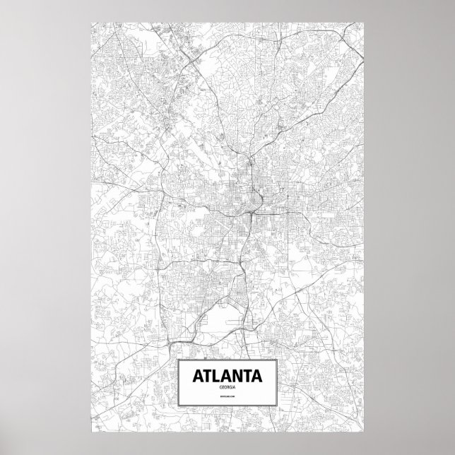 Poster Atlanta, Géorgie (noir sur blanc) (Devant)