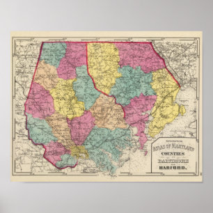 Poster Atlas topographique des comtés 4 du Maryland