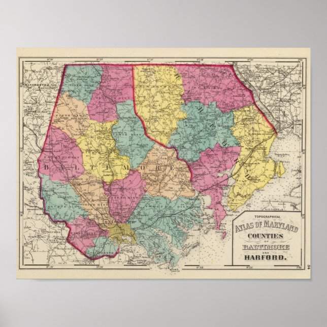 Poster Atlas topographique des comtés du Maryland 4 (Devant)