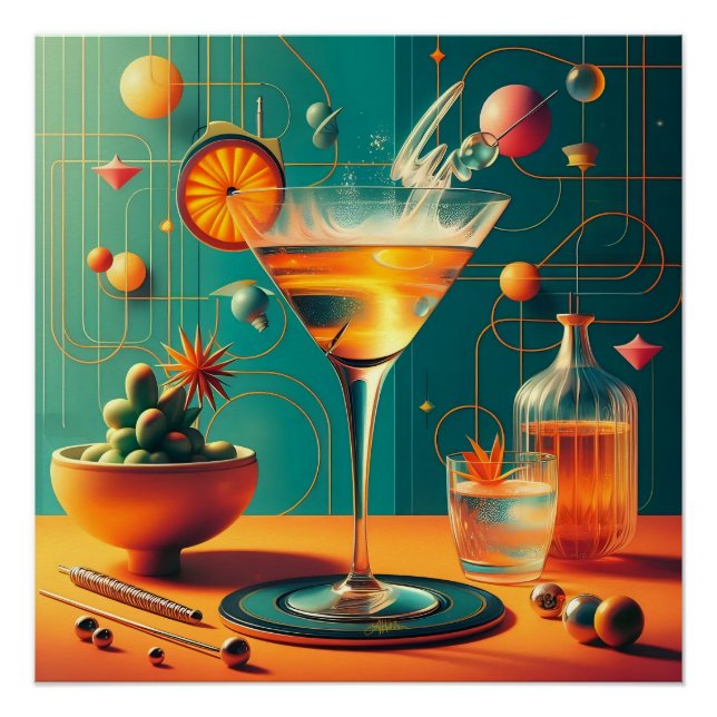 Poster Atomic Futuristic Cosmic Storm Martini (Devant)