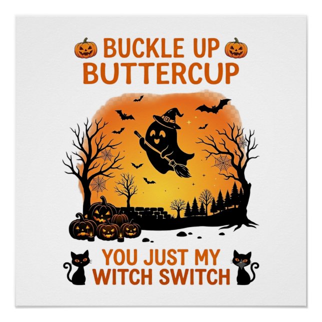 Poster Attachez-vous Papillon d'Halloween Fantôme Sorcièr (Devant)