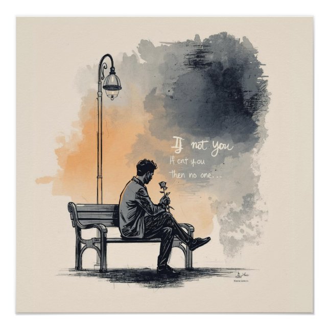 Poster Attente avec un Rose - Amour non parlé (Devant)