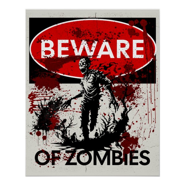 Poster Attention aux zombies (Devant)