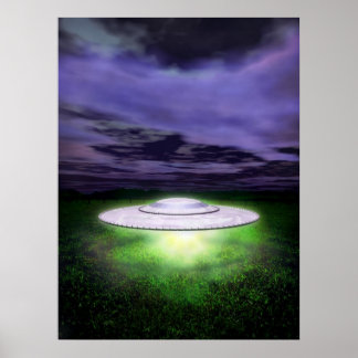 Poster Atterrissage nocturne UFO