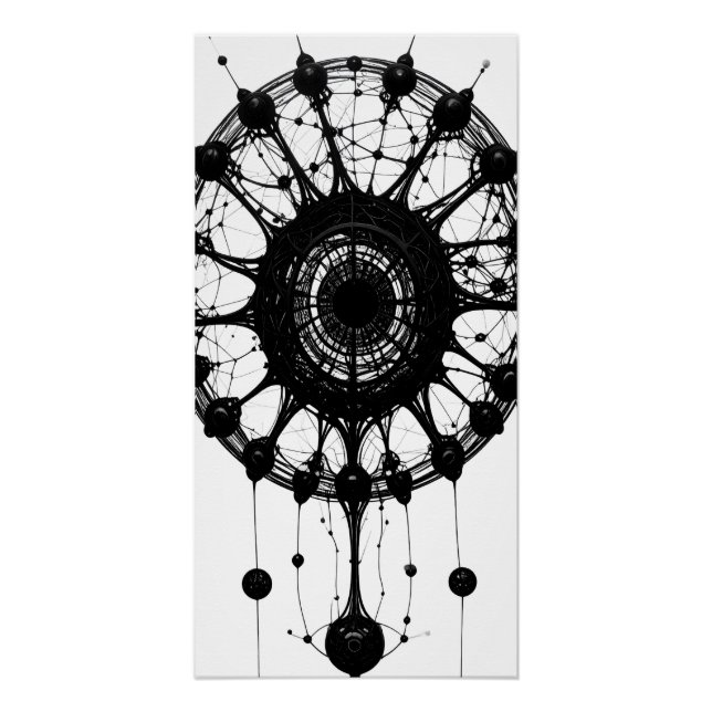 Poster Attrape-rêve Abstrait Sombre Art Techno Organique (Devant)