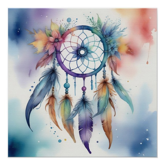 Poster Attrape-rêves aquarelle (Devant)