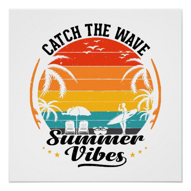 Poster Attrapez la Vague Vibes d'Été (Devant)
