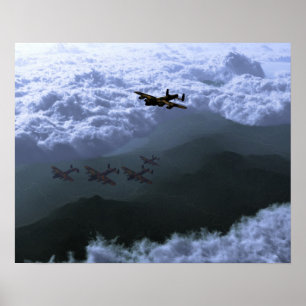 Poster Au-dessus de la mer des bombardiers de Lancaster