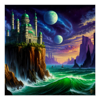 Poster Au-dessus du vert des océans