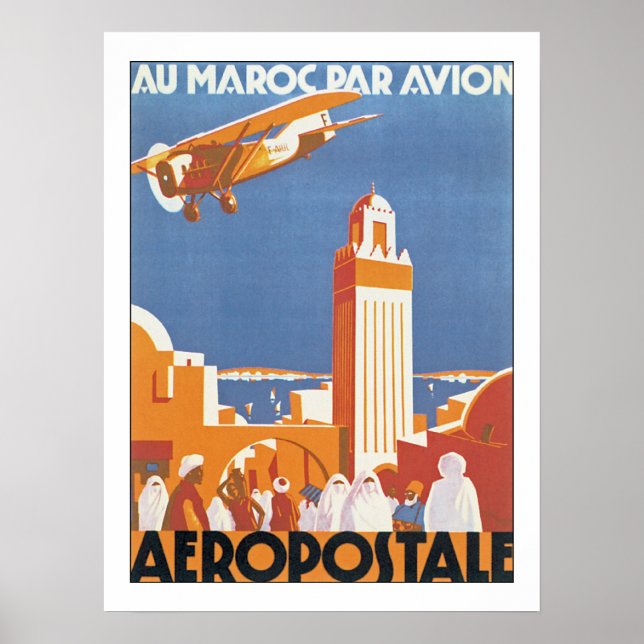 Poster Au Maroc Par Avion (Devant)