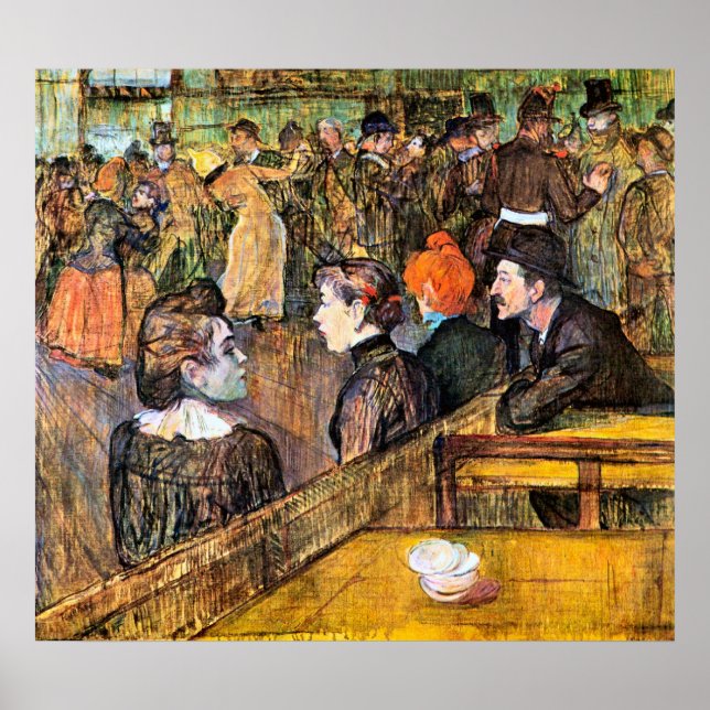 Poster Au Moulin de la Gallette par Toulouse-Lautrec (Devant)