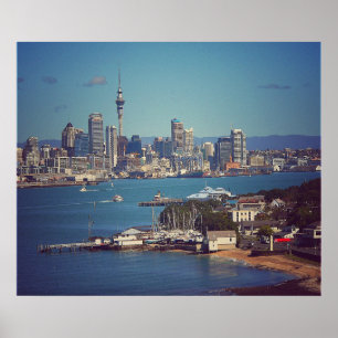 Poster Auckland City CBD en face du port de Waitemata