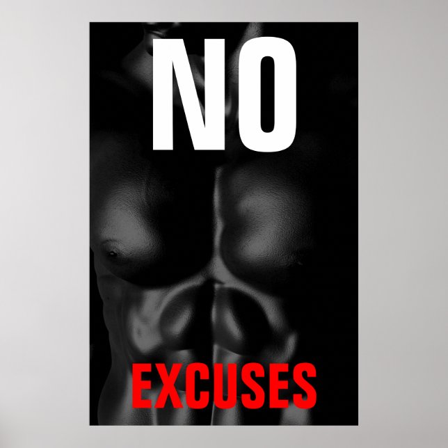 Poster Aucun Excuses Bodybuilding Fitness Art Inspiration (Devant)