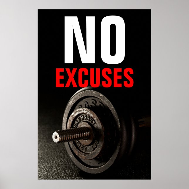 Poster Aucun Excusez Bodybuilding Inspirational Dumbell (Devant)