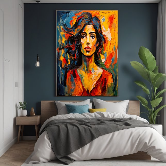 Poster Audacieuse Expressionniste Femme Portrait Abstrait (Créateur téléchargé)