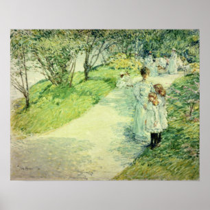 Poster Auditeurs d'un concert-promenade dans le jardin,