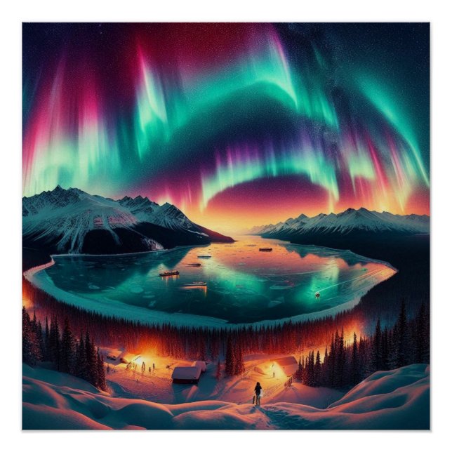 Poster Aureola Borealis en Alaska (Devant)