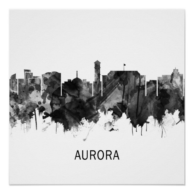 Poster Aurora Colorado Skyline BW (Devant)
