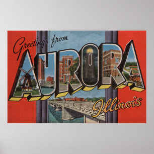 Poster Aurora, Illinois - Scènes de grandes lettres