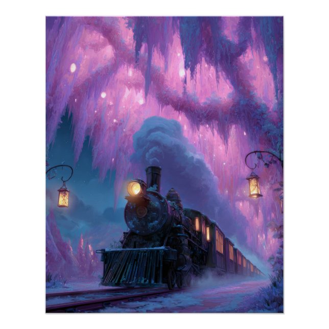 Poster Aurora Train Tunnel Purple Fantasy Art (Devant)