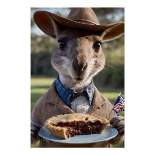 Poster Aussie Kangaroos Aimez Les Pies De Viande Australi