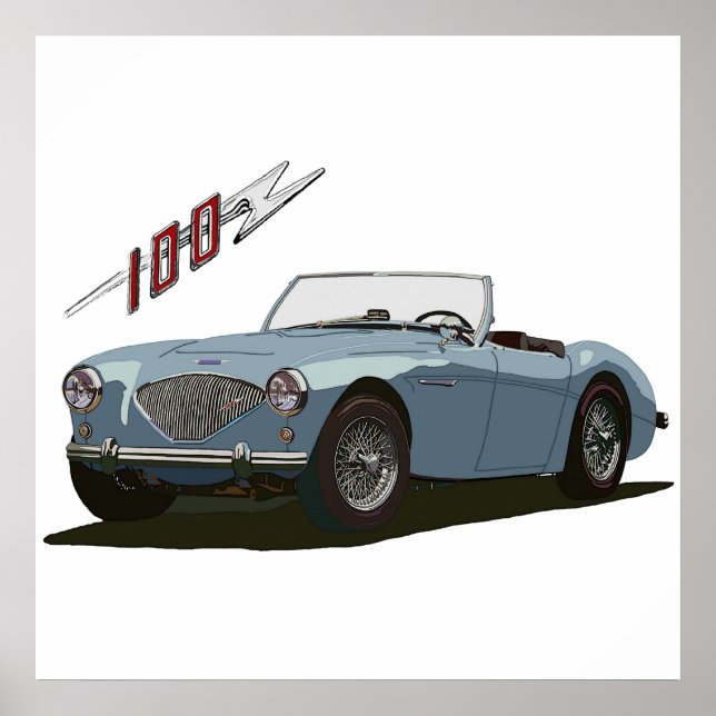 Poster Austin Healey 100 (Devant)