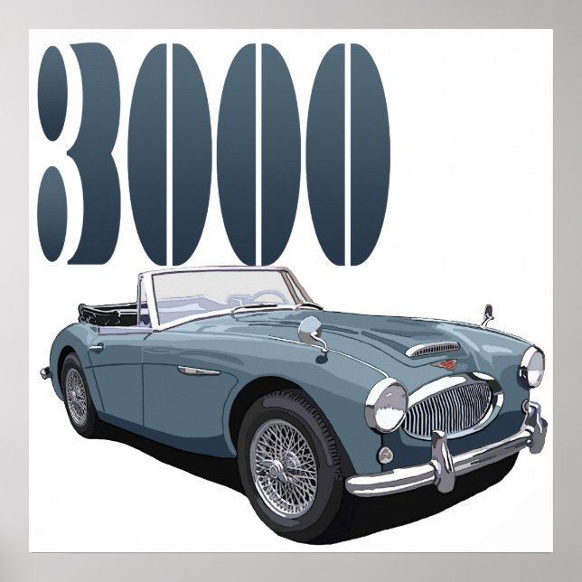 Poster Austin Healey 3000 (Devant)