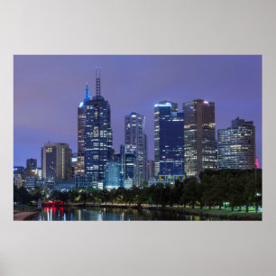 Poster Australia, Victoria, Melbourne, skyline along