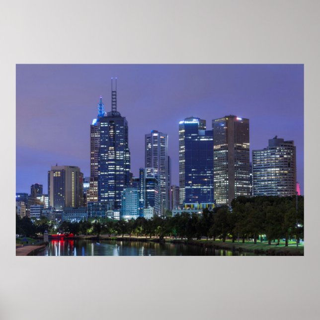 Poster Australia, Victoria, Melbourne, skyline along (Devant)