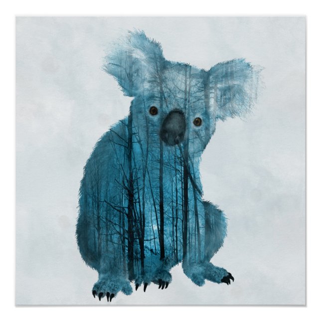 Poster Australie Misty Forest Koala (Devant)