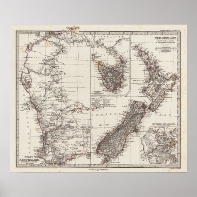 Poster Australie occidentale Tasmanie et Nouvelle-Zélande (Devant)