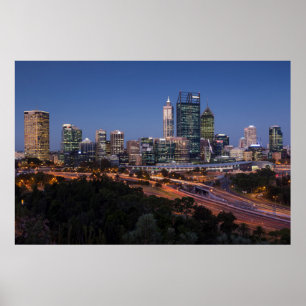 Poster Australie, Perth, ciel de la ville depuis Kings Pa