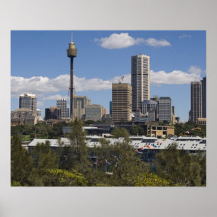 Poster Australie, Sydney, Potts Point. Skyline de Sydney.