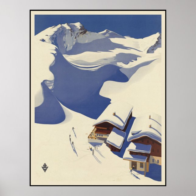 Poster Austria Ski lodge dans les Alpes (Devant)